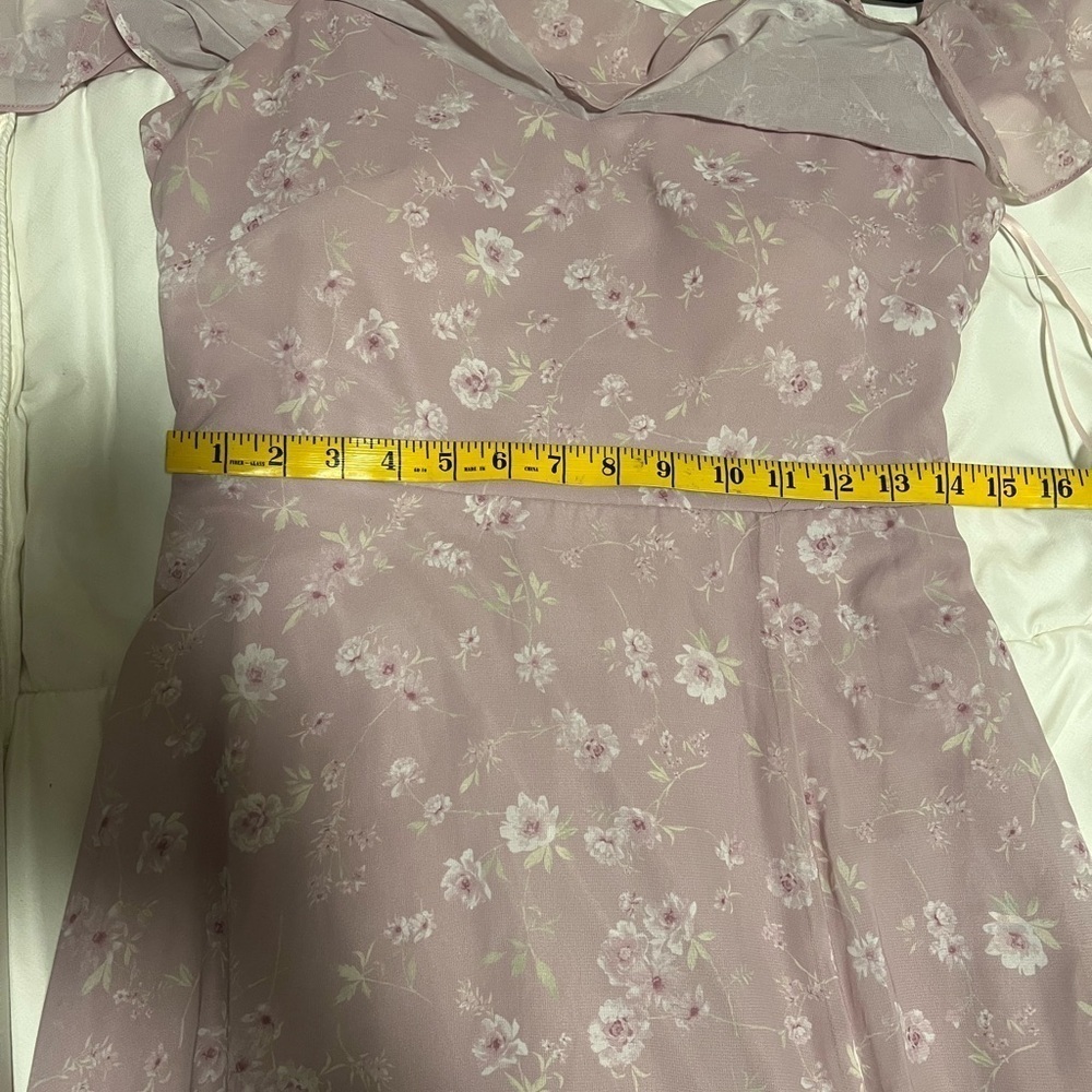 Birdy Grey Size Small Formal Floral Maxi Dress Chiffon Side Slit Spaghetti Strap - Picture 8 of 11